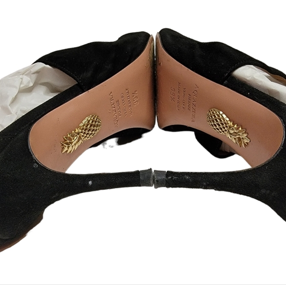 AQUAZZURA Kimi Pump 75 Black Suede Heel 3" Heel - Picture 4 of 15